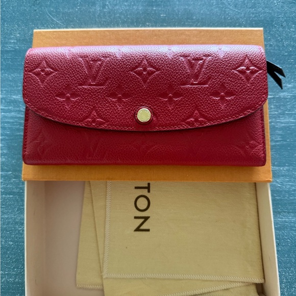 NWT Louis Vuitton Cowhide Leather Red Emile Wallet with Signature Monogram - Picture 4 of 15